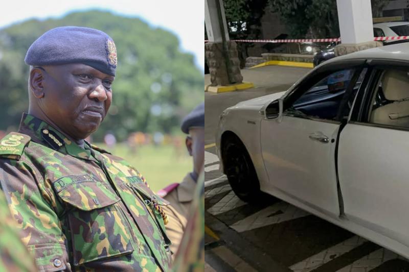 Photocollage of IG Kanja and late Charles Were's Toyota vehicle.